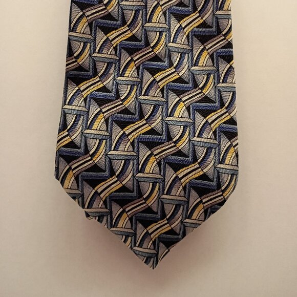 Men's Tie, J Garcia, Blue, Yellow - Picture 1 of 2